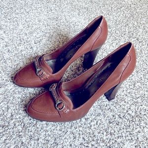 Brown BCBG Pumps with silver tone embellishment